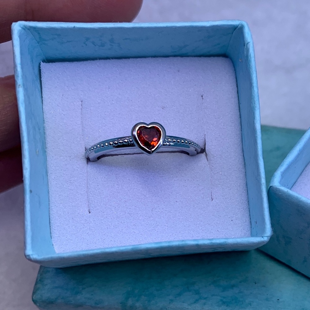 Sterling Silver Ruby Red Sweetheart Ring Birthsto… - image 5
